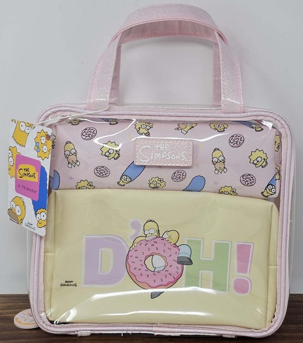 The Simpsons Homer Donut Doh! Cosmetic Makeup Travel Bag Primark Exclusive NWT